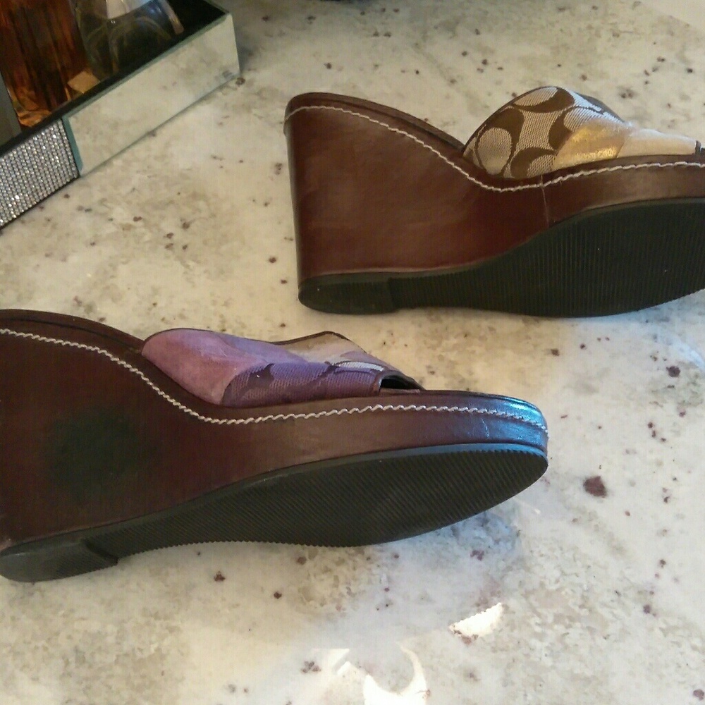 Authentic Coach Patchwork Leather/Suede Wedges - image 3